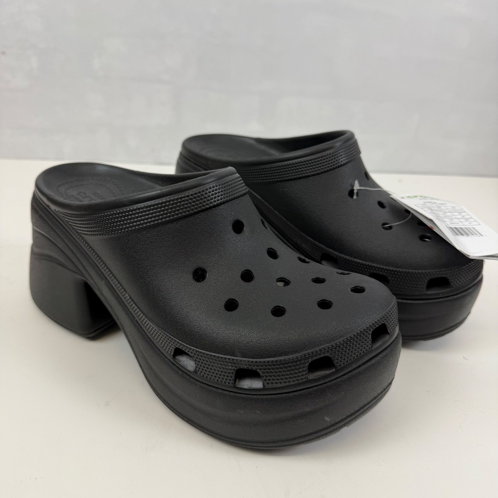 Crocs Black Platform Heel‎ Clog Women's Size 12 Men's 10 NWT Style 208547-001
